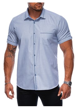 Koszula męska z krótkim rękawem 677K - niebieska ze sklepu Edoti w kategorii Koszule męskie - zdjęcie 173856477