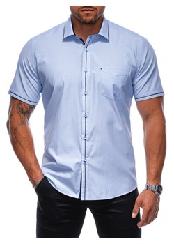 Koszula męska z krótkim rękawem 676K - błękitna ze sklepu Edoti w kategorii Koszule męskie - zdjęcie 173856496