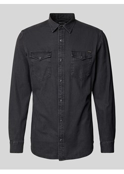 Koszula casualowa o kroju slim fit z imitacji denimu model ‘ESHERIDAN’ ze sklepu Peek&Cloppenburg  w kategorii Koszule męskie - zdjęcie 173857398