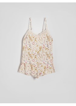 Reserved - Dwuczęściowa piżama z wiskozy - kremowy ze sklepu Reserved w kategorii Piżamy damskie - zdjęcie 173859038