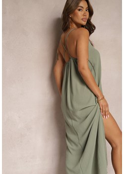 Zielona Sukienka na Ramiączkach o Taliowanym Kroju Rivatta ze sklepu Renee odzież w kategorii Sukienki - zdjęcie 173860349