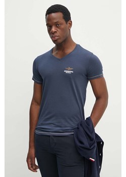 Aeronautica Militare t-shirt męski kolor granatowy gładki AM1UTI004 ze sklepu ANSWEAR.com w kategorii T-shirty męskie - zdjęcie 173861536