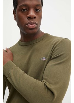 Gant sweter bawełniany kolor zielony lekki ze sklepu ANSWEAR.com w kategorii Swetry męskie - zdjęcie 173861549