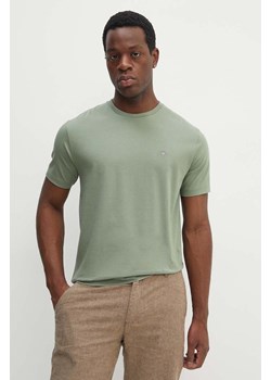 Gant t-shirt bawełniany męski kolor zielony gładki ze sklepu ANSWEAR.com w kategorii T-shirty męskie - zdjęcie 173861565