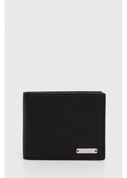 HUGO portfel skórzany męski kolor czarny 50523721 ze sklepu ANSWEAR.com w kategorii Portfele męskie - zdjęcie 173861828