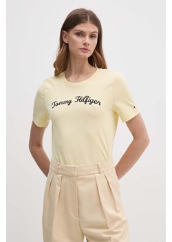Tommy Hilfiger t-shirt bawełniany damski kolor żółty WW0WW42589 ze sklepu ANSWEAR.com w kategorii Bluzki damskie - zdjęcie 173861896