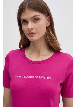 United Colors of Benetton t-shirt bawełniany damski kolor fioletowy ze sklepu ANSWEAR.com w kategorii Bluzki damskie - zdjęcie 173861979