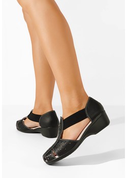 Czarne sandały na niskim słupku Melona ze sklepu Zapatos w kategorii Sandały damskie - zdjęcie 173862338