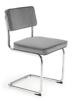 Szare tapicerowane krzesło welurowe - Laveno ze sklepu Edinos.pl w kategorii Krzesła - zdjęcie 173862719