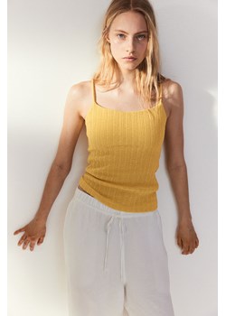 H & M - Dzianinowy top na ramiączkach - Żółty ze sklepu H&M w kategorii Bluzki damskie - zdjęcie 173864458