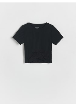 Reserved - T-shirt ze ściągaczem - czarny ze sklepu Reserved w kategorii Bluzki dziewczęce - zdjęcie 173870045