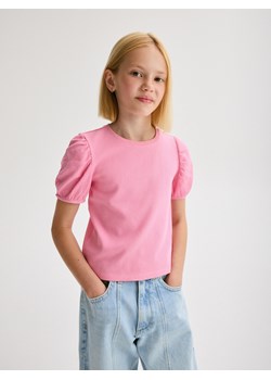 Reserved - Bluzka z bufiastymi rękawami - różowy ze sklepu Reserved w kategorii Bluzki dziewczęce - zdjęcie 173871537