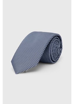 HUGO krawat z domieszką jedwabiu kolor niebieski 50520630 ze sklepu ANSWEAR.com w kategorii Krawaty - zdjęcie 173871645