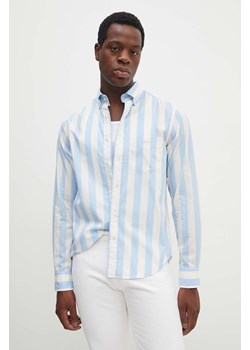 Gant koszula bawełniana męska kolor niebieski regular z kołnierzykiem button-down 3240140 ze sklepu ANSWEAR.com w kategorii Koszule męskie - zdjęcie 173871757