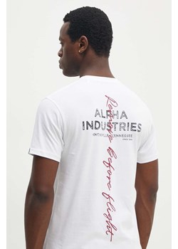 Alpha Industries t-shirt bawełniany męski kolor biały z nadrukiem 148516 ze sklepu ANSWEAR.com w kategorii T-shirty męskie - zdjęcie 173872269
