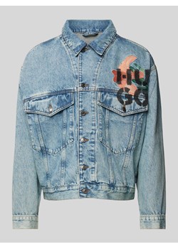 Kurtka jeansowa z nadrukiem z logo ze sklepu Peek&Cloppenburg  w kategorii Kurtki męskie - zdjęcie 173872448