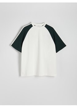 Reserved - T-shirt oversize z raglanowym rękawem - złamana biel ze sklepu Reserved w kategorii T-shirty męskie - zdjęcie 173873765