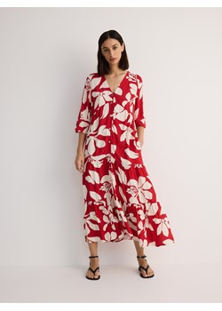 Reserved - Oversizowa sukienka z wiskozy - czerwony ze sklepu Reserved w kategorii Sukienki - zdjęcie 173875187