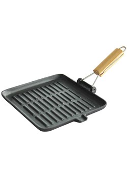 Żeliwna patelnia grillowa ze składanym uchwytem - Rosalia 24X ze sklepu Edinos.pl w kategorii Naczynia - zdjęcie 173876129