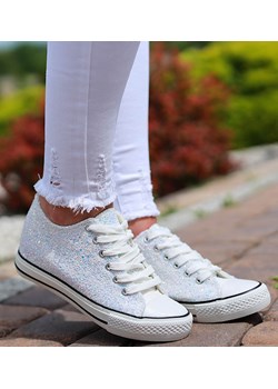 Białe trampki sneakersy na niskim koturnie /G8-1 16615 T191/ ze sklepu Pantofelek24.pl w kategorii Trampki damskie - zdjęcie 173876808