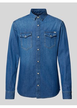 Koszula casualowa o kroju slim fit z imitacji denimu model ‘ESHERIDAN’ ze sklepu Peek&Cloppenburg  w kategorii Koszule męskie - zdjęcie 173878275