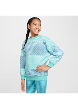 Bluza dresowa dla dużych dzieci (dziewcząt) o kroju oversize Nike Sportswear Club Fleece - Zieleń ze sklepu Nike poland w kategorii Bluzy dziewczęce - zdjęcie 173878978