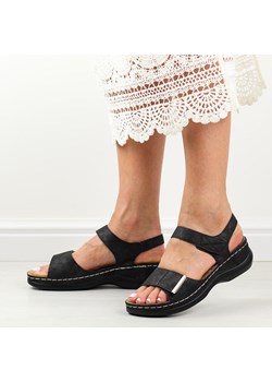 Czarne sandały damskie na koturnie Jezzi 146 ze sklepu suzana.pl w kategorii Sandały damskie - zdjęcie 173881769