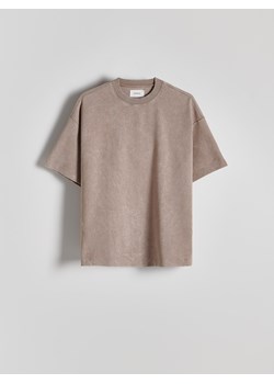 Reserved - T-shirt oversize z efektem sprania - beżowy ze sklepu Reserved w kategorii T-shirty męskie - zdjęcie 173883309