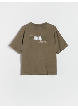 Reserved - Bawełniany t-shirt oversize - ciemnozielony ze sklepu Reserved w kategorii T-shirty chłopięce - zdjęcie 173883325