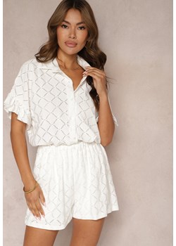Biały Komplet Krótkie Spodenki i Wiązana Koszula Fredefia ze sklepu Renee odzież w kategorii Komplety i garnitury damskie - zdjęcie 173886876