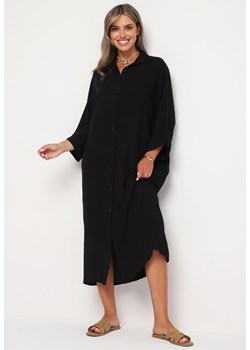 Czarna Sukienka o Pudełkowym Kroju z Wiskozy Ziseria ze sklepu Born2be Odzież w kategorii Sukienki - zdjęcie 173887288