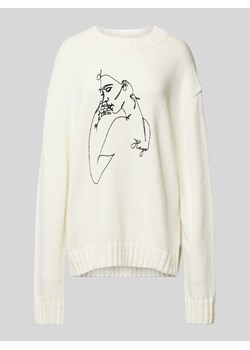 Sweter z dzianiny o kroju oversized z wyhaftowanym motywem i logo ze sklepu Peek&Cloppenburg  w kategorii Swetry męskie - zdjęcie 173887445