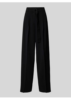 Spodnie o kroju regular fit z zakładkami w pasie i paskiem model ‘LATINA’ ze sklepu Peek&Cloppenburg  w kategorii Spodnie damskie - zdjęcie 173887766
