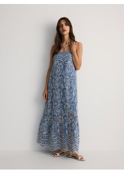Reserved - Sukienka midi z koronką - jasnoniebieski ze sklepu Reserved w kategorii Sukienki - zdjęcie 173888995