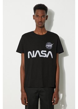 Alpha Industries t-shirt bawełniany x NASA kolor czarny z nadrukiem 178501.03-CZARNY ze sklepu PRM w kategorii T-shirty męskie - zdjęcie 173890405