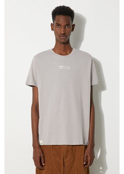 Alpha Industries t-shirt bawełniany kolor szary gładki 118529.643-SZARY ze sklepu PRM w kategorii T-shirty męskie - zdjęcie 173890407