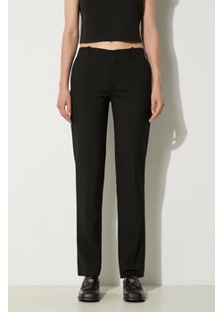 Kenzo spodnie wełniane kolor czarny fason cygaretki high waist FE62PA0929GE.99 ze sklepu PRM w kategorii Spodnie damskie - zdjęcie 173890685