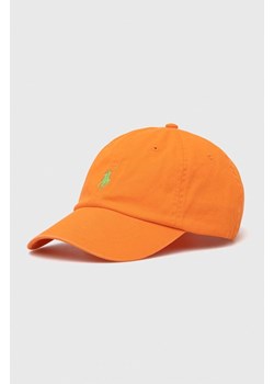 Polo Ralph Lauren czapka z daszkiem bawełniana kolor pomarańczowy 710667709 ze sklepu PRM w kategorii Czapki z daszkiem damskie - zdjęcie 173890765