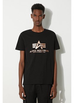 Alpha Industries t-shirt bawełniany Basic T-Shirt Foil Print kolor czarny z nadrukiem 100501FP.365 ze sklepu PRM w kategorii T-shirty męskie - zdjęcie 173890825