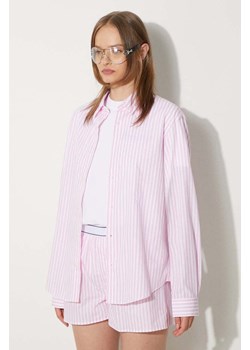 Sporty & Rich koszula bawełniana SRC Embroidered damska kolor różowy relaxed z kołnierzykiem klasycznym SI001S402SP ze sklepu PRM w kategorii Koszule damskie - zdjęcie 173890859