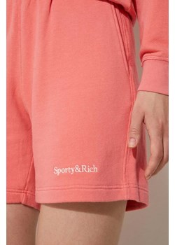 Sporty & Rich szorty Serif Logo Soft Gym damskie kolor różowy gładkie high waist SH007S402SC ze sklepu PRM w kategorii Szorty - zdjęcie 173890939