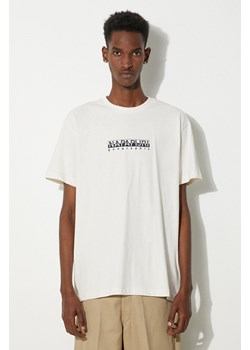 Napapijri t-shirt bawełniany S-Box męski kolor beżowy z nadrukiem NP0A4H8SN1A1 ze sklepu PRM w kategorii T-shirty męskie - zdjęcie 173890966