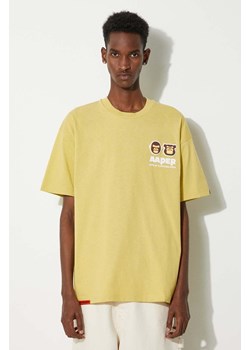 AAPE t-shirt bawełniany Basic Tee męski kolor żółty z nadrukiem AAPTEM1492XXM ze sklepu PRM w kategorii T-shirty męskie - zdjęcie 173890998