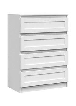 Biała frezowana komoda z szufladami - Clarity 4X ze sklepu Edinos.pl w kategorii Komody - zdjęcie 173892998
