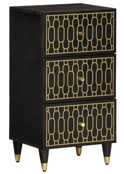 Czarna drewniana komoda retro z 3 szufladami - Rebex 10X ze sklepu Edinos.pl w kategorii Komody - zdjęcie 173893405