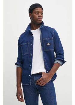 Calvin Klein Jeans kurtka jeansowa męska kolor granatowy przejściowa J30J325893 ze sklepu ANSWEAR.com w kategorii Kurtki męskie - zdjęcie 173894279