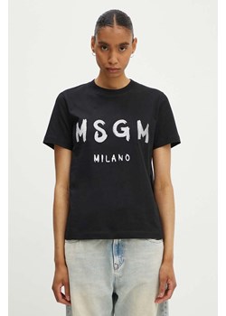 MSGM t-shirt bawełniany damski kolor czarny 3441MDM510G.237002 ze sklepu ANSWEAR.com w kategorii Bluzki damskie - zdjęcie 173894527