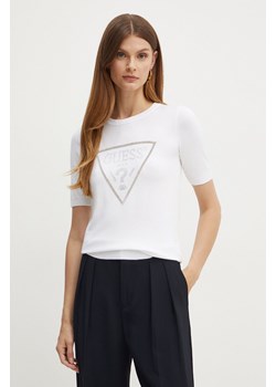Guess t-shirt damski kolor biały ze sklepu ANSWEAR.com w kategorii Bluzki damskie - zdjęcie 173894708