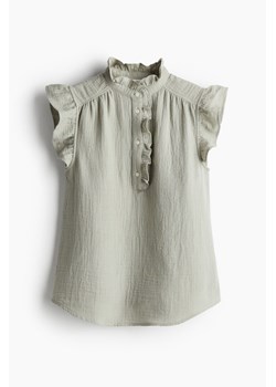 H & M - Muślinowa bluzka z falbankowym rękawem - Zielony ze sklepu H&M w kategorii Bluzki damskie - zdjęcie 173895089