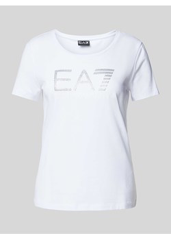 T-shirt z obszyciem kamieniami stras z logo ze sklepu Peek&Cloppenburg  w kategorii Bluzki damskie - zdjęcie 173895376
